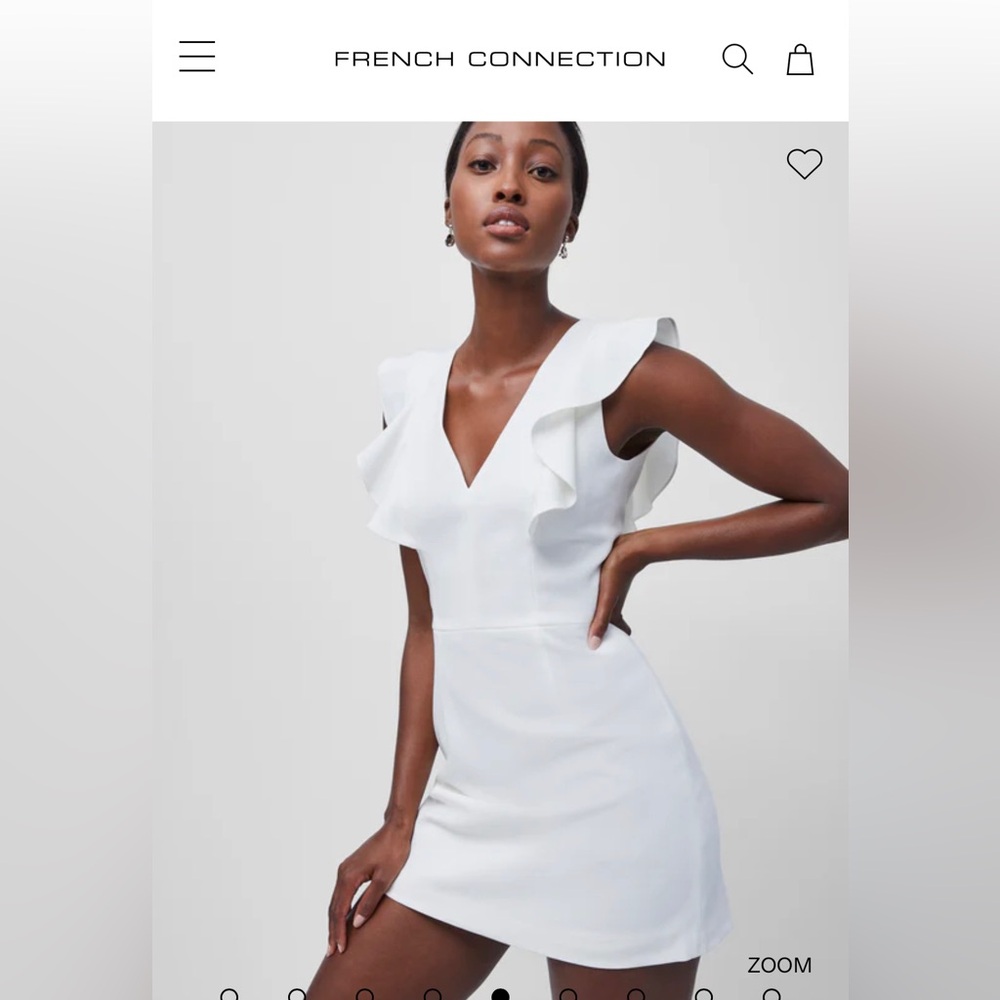 French Connection Whisper Ruffle V Neck Dress